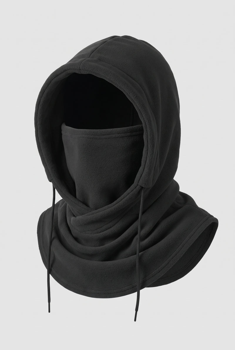 Fleece Hooded Balaclava in Sort — studio front
