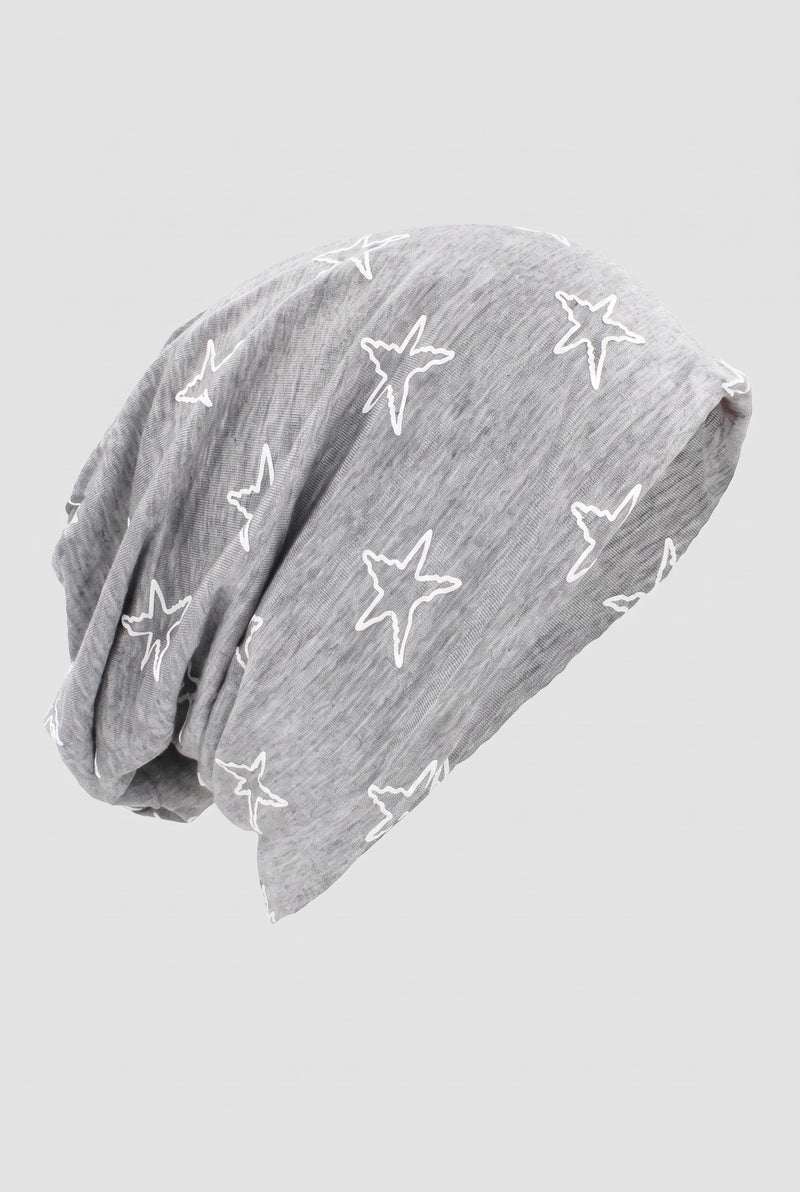 Jersey Knit Slouch Beanie in Star Light Gray — studio front