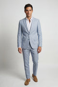 Steel Blue Slim Tailored Suit with Notch Lapel and Tapered Trousers - Linen suit - Photo 1
