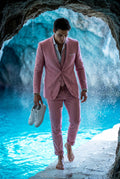 Pink Slim Tailored Suit with Notch Lapel and Tapered Trousers - Linen suit - Photo 16