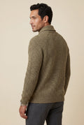 Taupe Chunky Ribbed Shawl Collar Cardigan with Button Front - Photo 3