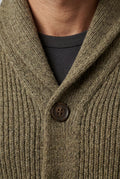 Taupe Chunky Ribbed Shawl Collar Cardigan with Button Front - Photo 6
