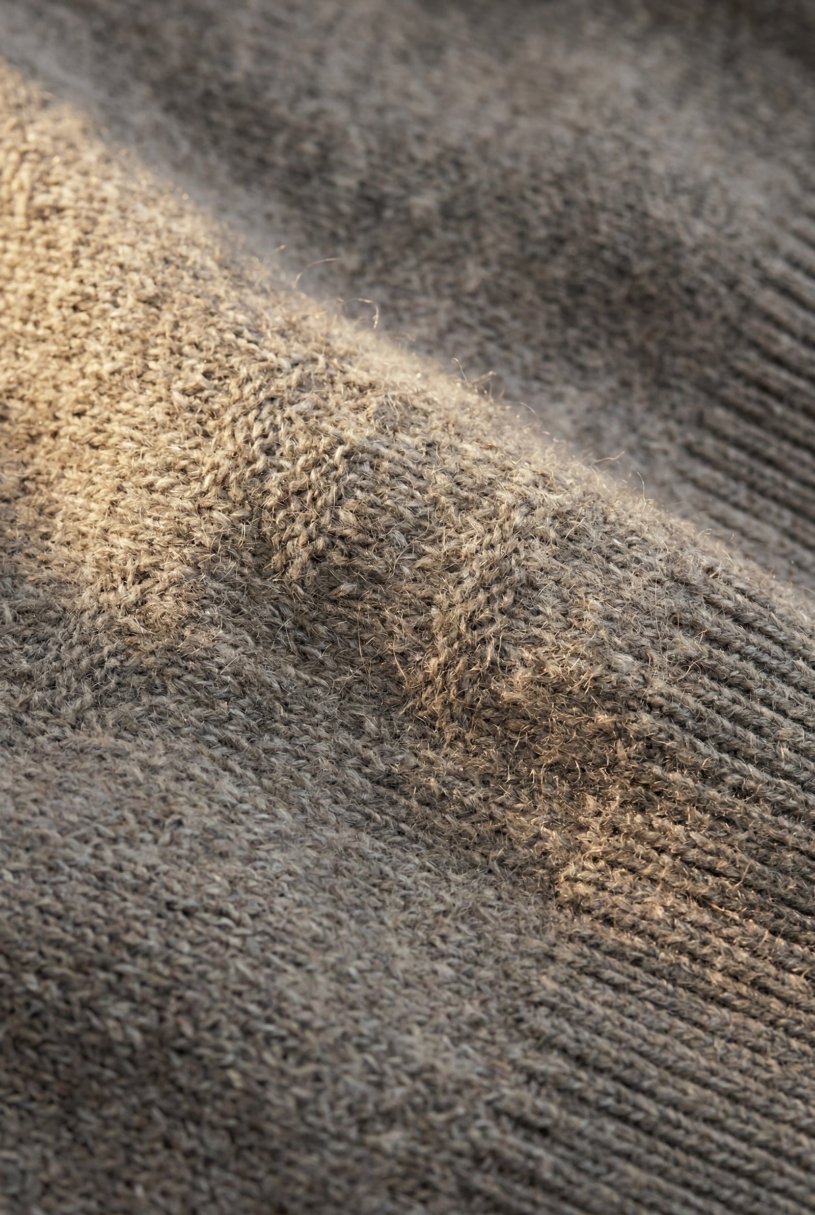 Taupe Heathered Taupe Oversized Turtleneck Sweater with Side Slits - Photo 3