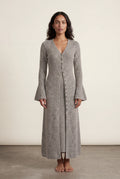 Taupe Ribbed Maxi Cardigan with Flared Sleeves - Photo 1