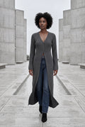 Gray Ribbed Maxi Cardigan with Flared Sleeves - Photo 5