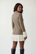 Taupe Taupe Houndstooth Blazer Mini Dress with Pleated Trim - Blazer dress - Photo 2