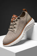 Taupe Textured Lace-up Low-top Sneakers - Photo 4