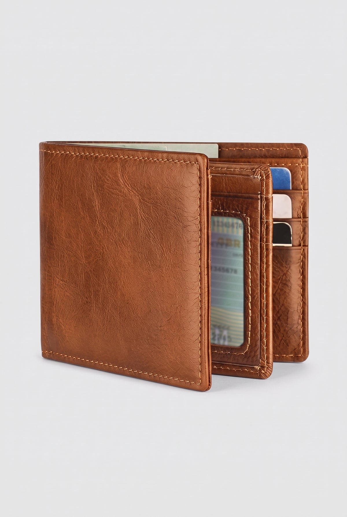RFID Bifold Wallet in Tea Colored — studio front
