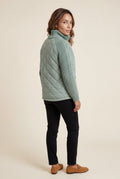 Turquoise Diamond Quilted Hybrid Jacket with Cable Sleeves - Hybrid jackets - Photo 3