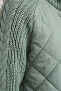 Turquoise Diamond Quilted Hybrid Jacket with Cable Sleeves - Hybrid jackets - Photo 7