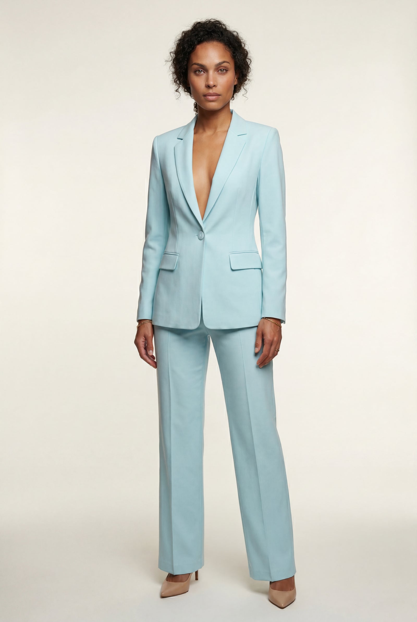 Turquoise Single-breasted Tailored Blazer and Trouser Set - Trousers - Photo 13