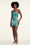 Turquoise Strapless Floral Print Bodycon Mini Dress - Photo 11