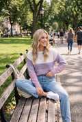Women's Sweater Ombre Relaxed Fit in Violet — park bench