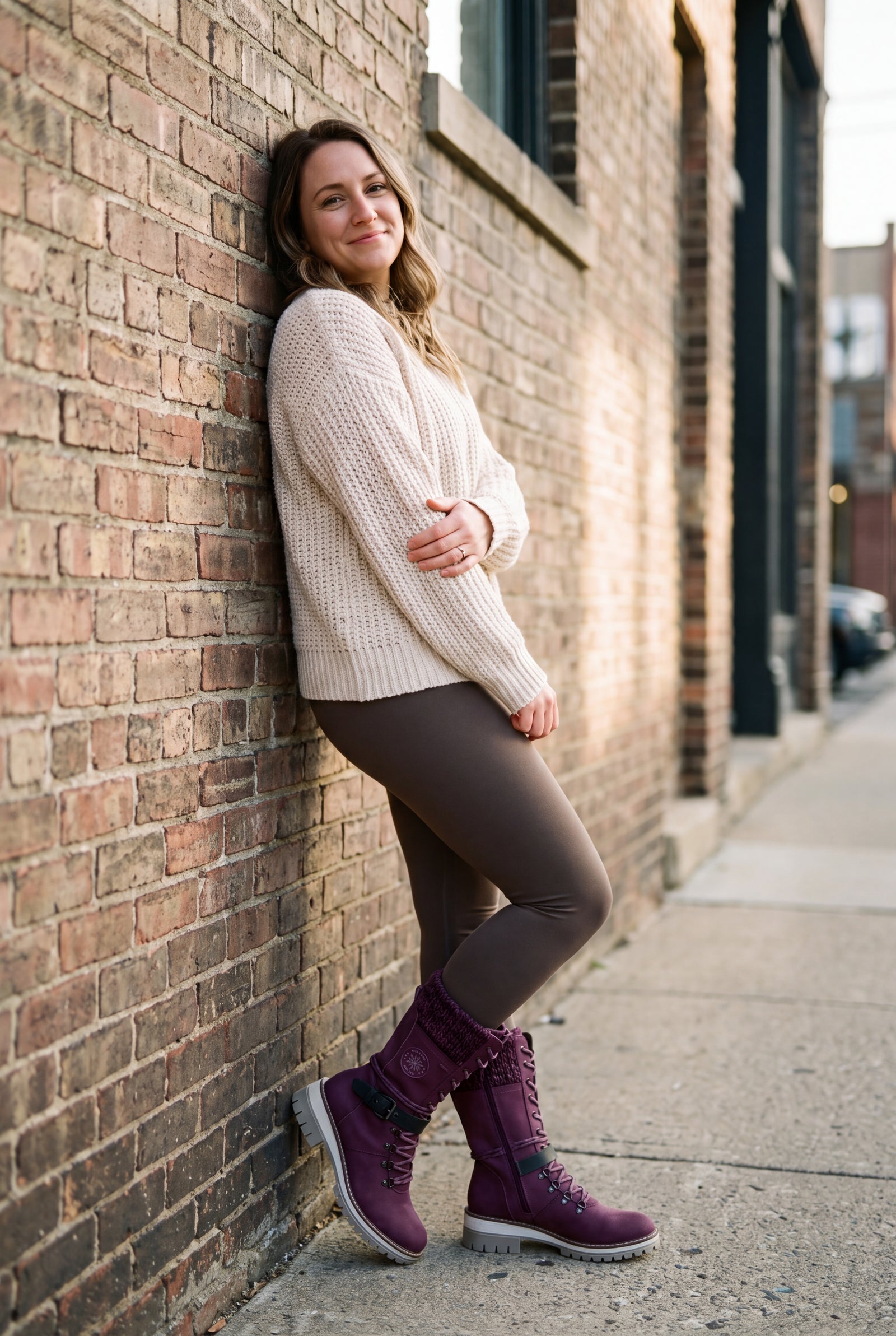 Women's Winter Boots Lace-Up High-Rise in Violet — lifestyle scene