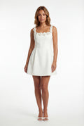 White 3d Floral Applique A-line Mini Dress with Scoop Neckline - Photo 14