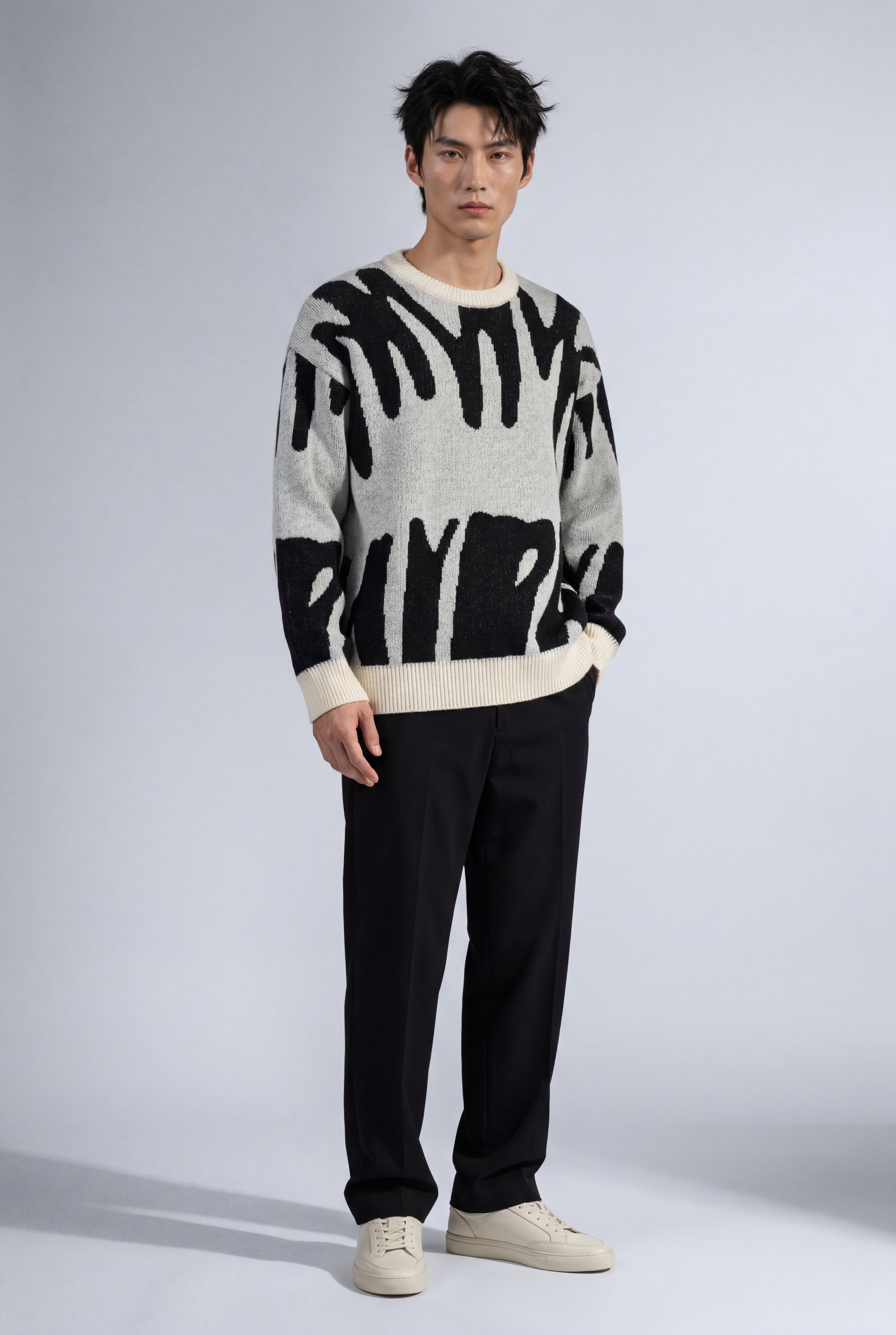 Sweater Graphic Relaxed Fit Crew Neck Jumper Abstract Streetwear