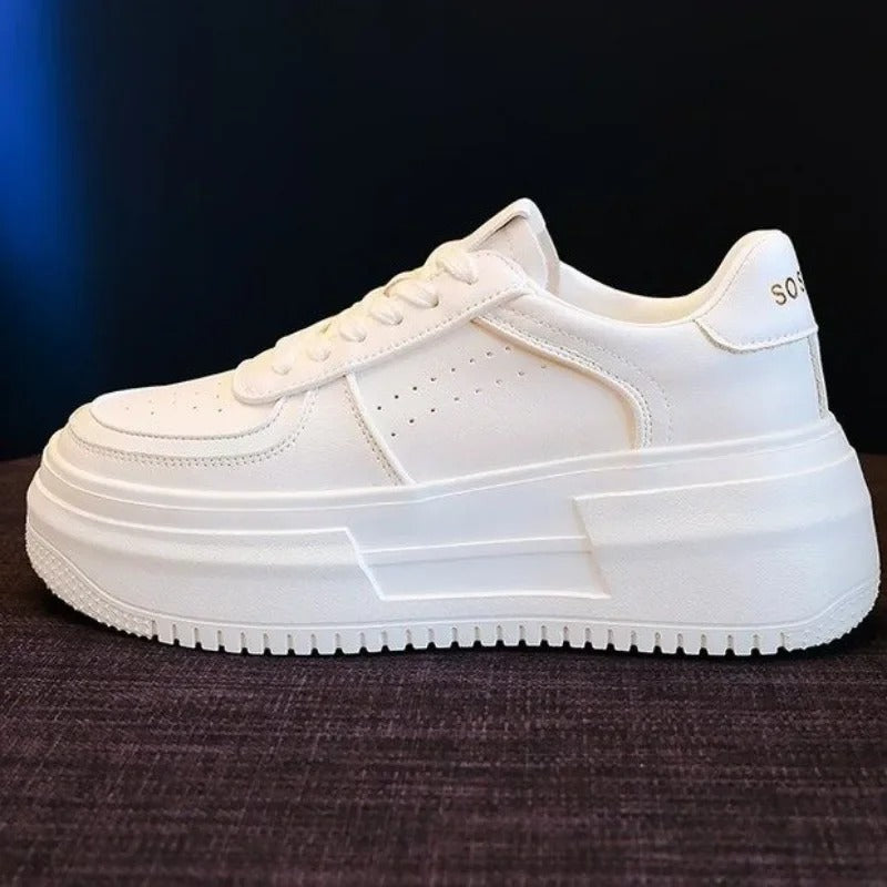 White Chunky Platform Lace-up Sneakers with Ridged Sole - Platform sneakers - Photo 8