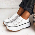 White Chunky Platform Lace-up Sneakers with Serrated Outsole - Platform sneakers - Photo 6