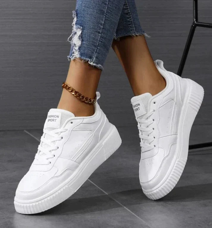 White Chunky Sole Colorblock Low-top Lace-up Sneakers - Slip-on sneakers - Photo 8