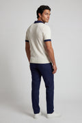 White Contrast Collar Cable Short Sleeve Polo Shirt - Polo shirts - Photo 2