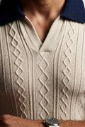 White Contrast Collar Cable Short Sleeve Polo Shirt - Polo shirts - Photo 4
