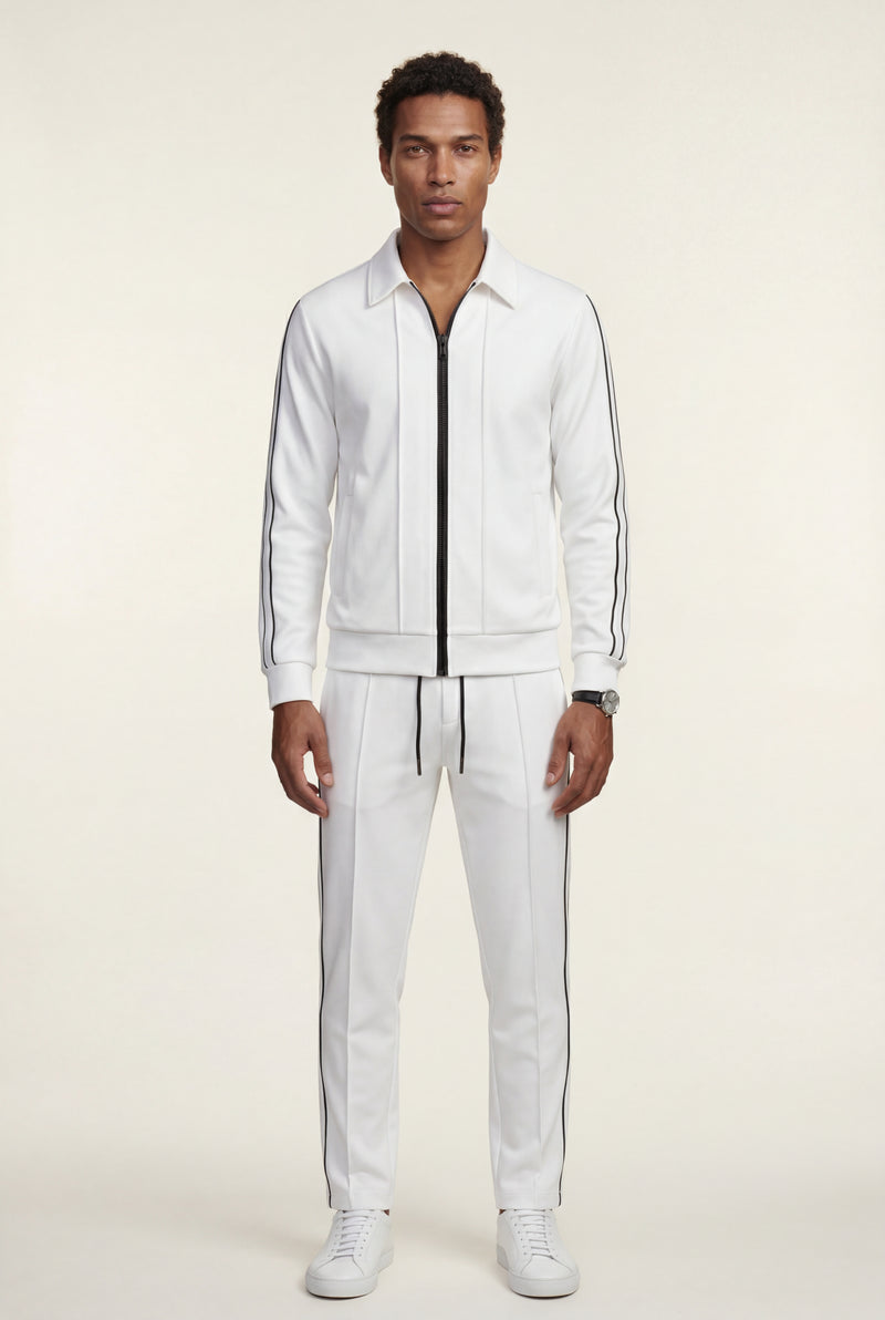 White Contrast Side Stripe Track Jacket and Jogger Set - Sports set - Photo 4