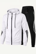 Contrast Stripe Tracksuit Set in White — studio front