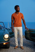 Orange Contrast Tipping Polo Shirt with Open Collar - Polo shirts - Photo 12
