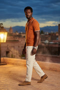 Orange Contrast Tipping Polo Shirt with Open Collar - Polo shirts - Photo 2