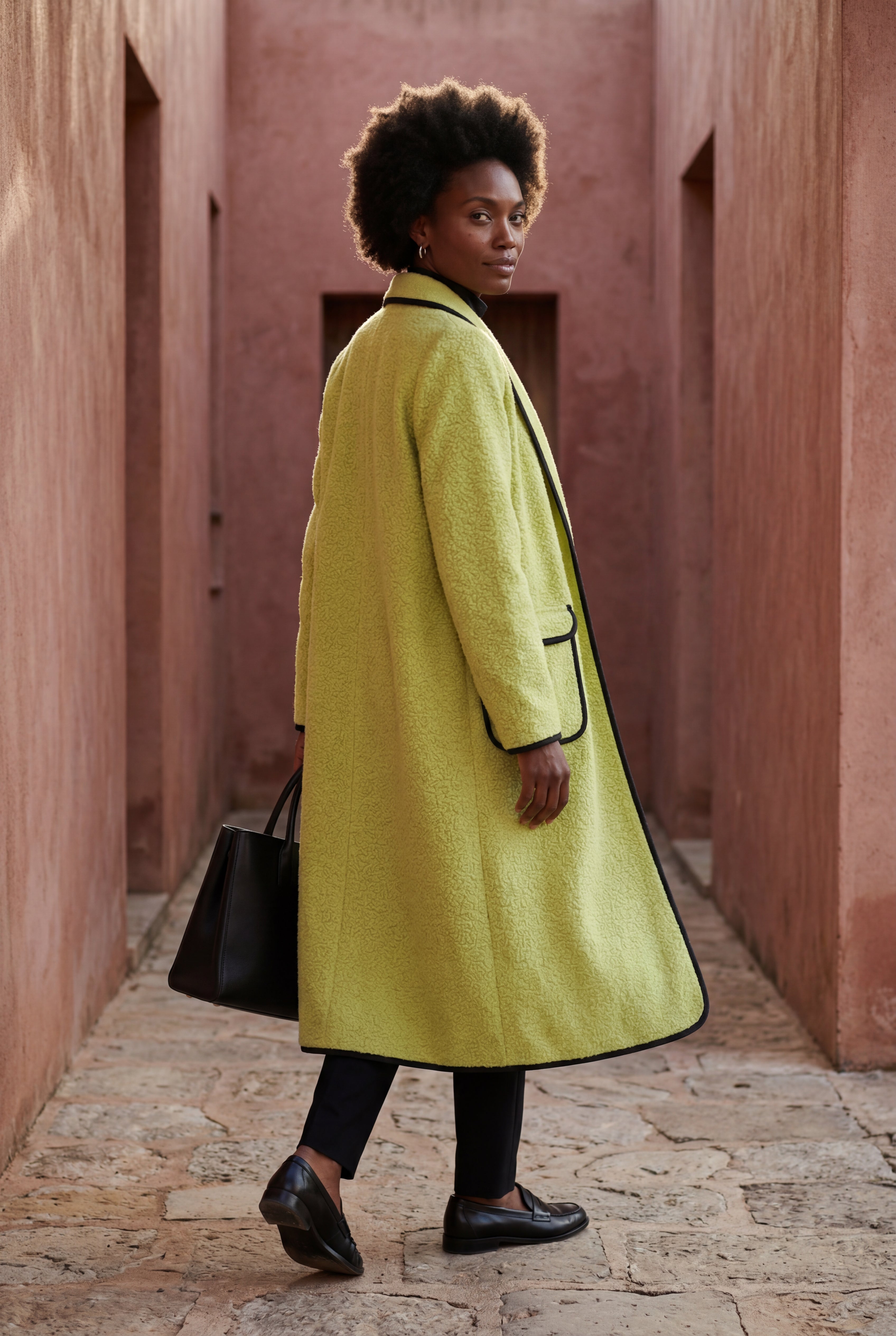 ジャケット・アウター louren big shawl collar double coat Long Draped Coat Womens Elegant Minimalist Style Shawl Collar Big