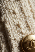 White Cream Halter Mini Dress with Gold Buttons - Photo 3