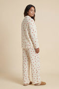 White Cream Heart Print Relaxed Pajama Set - Photo 2