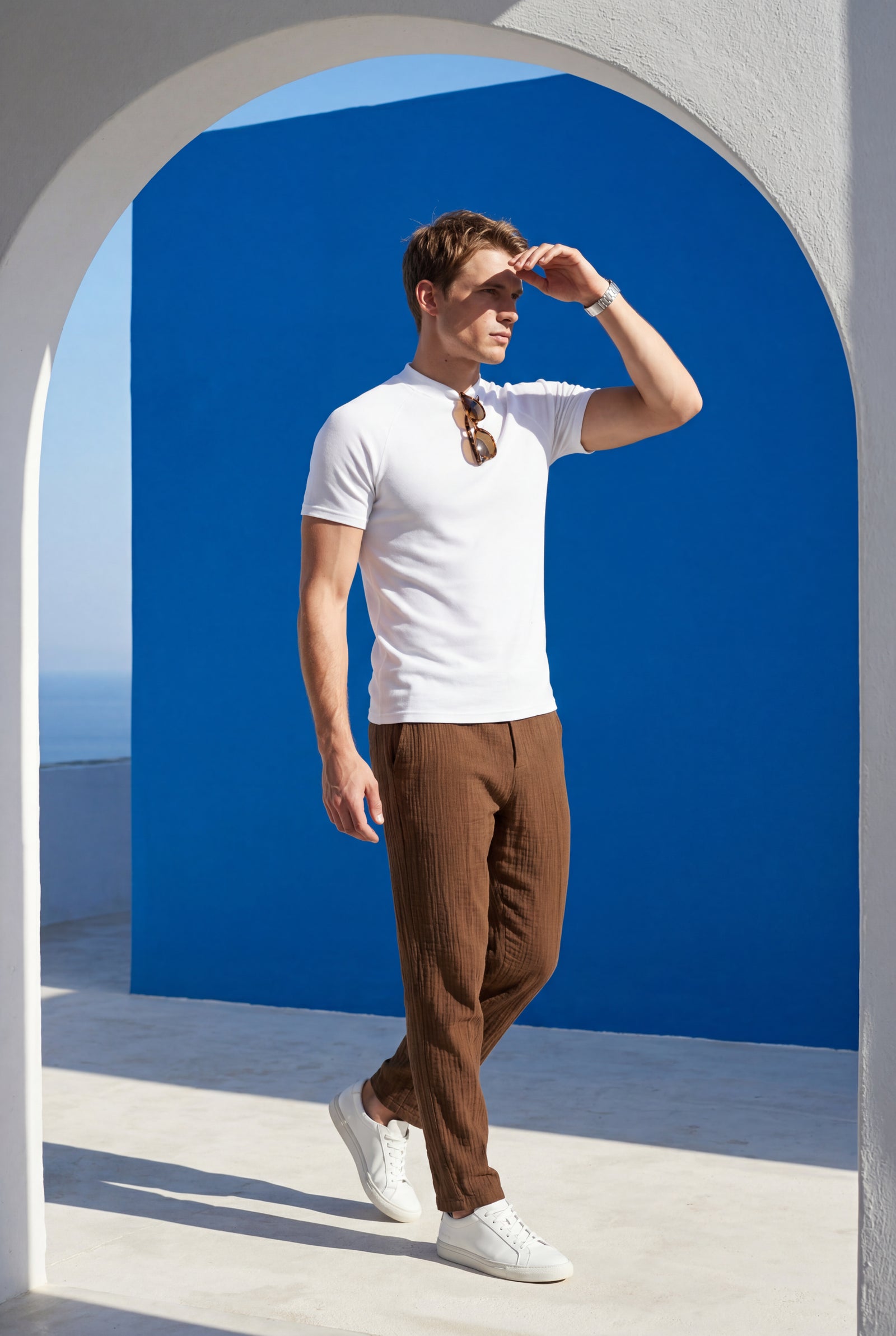 White Crisp White Fitted Mock Neck Short Sleeve Tee - Short sleeve t-shirts - Photo 4