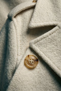 White Cropped Double-breasted Boxy Coat with Notched Lapel - Short coat - Photo 5