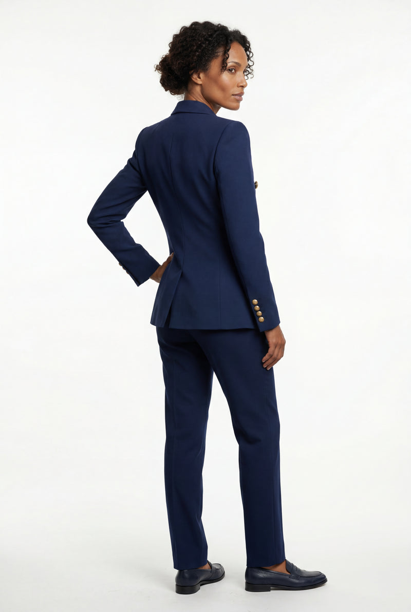 Black Double-breasted Gold Button Tailored Blazer - Tailored blazers - Photo 2