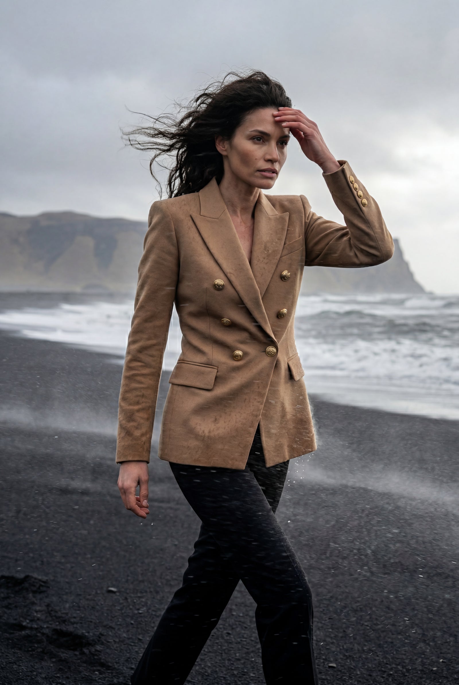 Khaki Double-breasted Gold Button Tailored Blazer - Tailored blazers - Photo 21