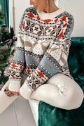 Fair Isle Crew-Neck Sweater in White — back