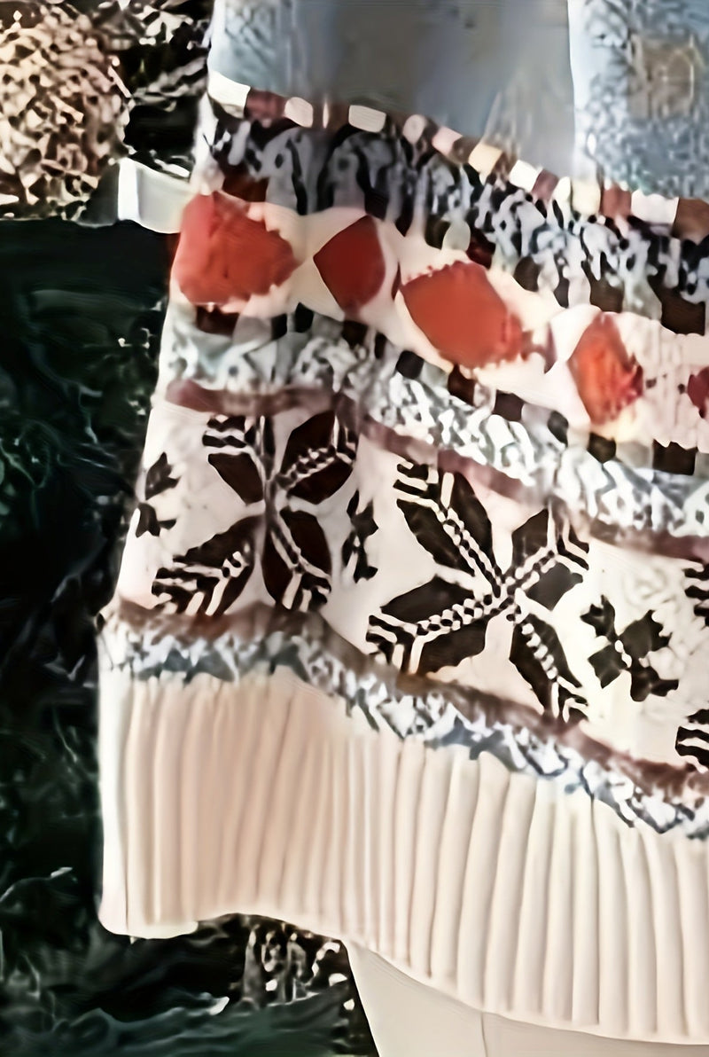 Fair Isle Crew-Neck Sweater in White — detail