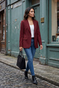 Burgundy Fitted Single-breasted Blazer with Classic Lapel - Blazers - Photo 21