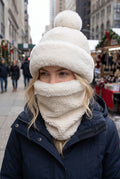 Fleece Pompom Balaclava in White — lifestyle