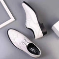 White Glossy Wingtip Brogue Oxford Dress Shoes - Photo 6