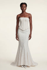 White Ivory Strapless Corset Bridal Maxi Gown with Mermaid Skirt - Maxi dress - Photo 1