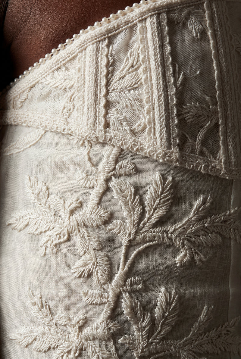 White Ivory Strapless Corset Bridal Maxi Gown with Mermaid Skirt - Maxi dress - Photo 3