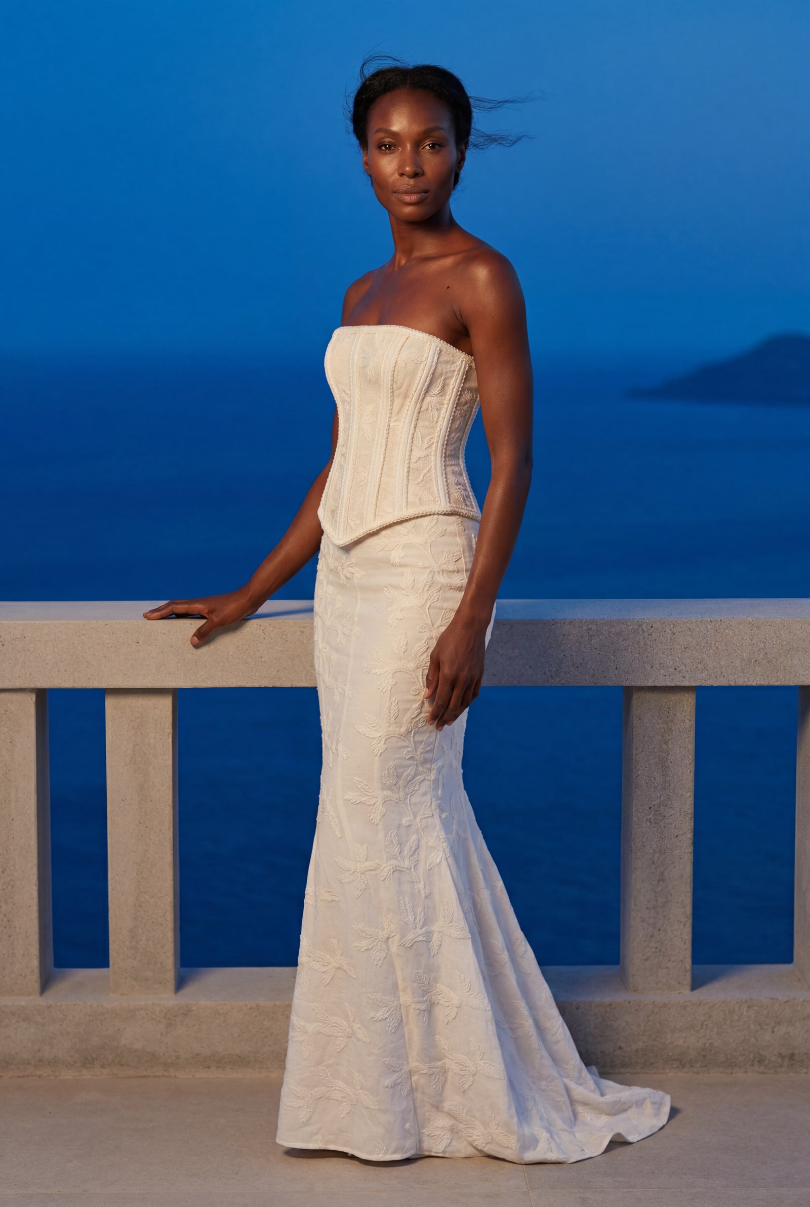 White Ivory Strapless Corset Bridal Maxi Gown with Mermaid Skirt - Maxi dress - Photo 4