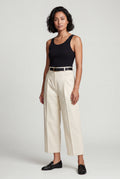 White Ivory Wide-leg High-waisted Cropped Trousers - Wide leg pants - Photo 1