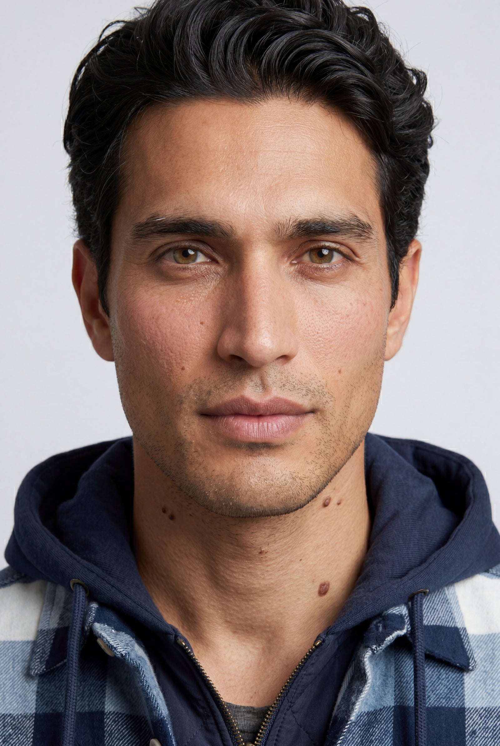 White Large Check Pattern Hooded Flannel Jacket - Hooded jackets - Photo 14