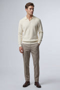 White Long Sleeve Buttonless Polo Shirt with Modern Tailored Fit - Long sleeve polo shirts - Photo 3