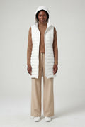 White Longline Quilted Hooded Bodywarmer Vest with Full Zip - Bodywarmer vests - Photo 8