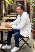 Men's Hoodie Jacket Relaxed Fit in White — lifestyle shot