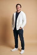 Men's Hoodie Jacket Relaxed Fit in White — studio shot
